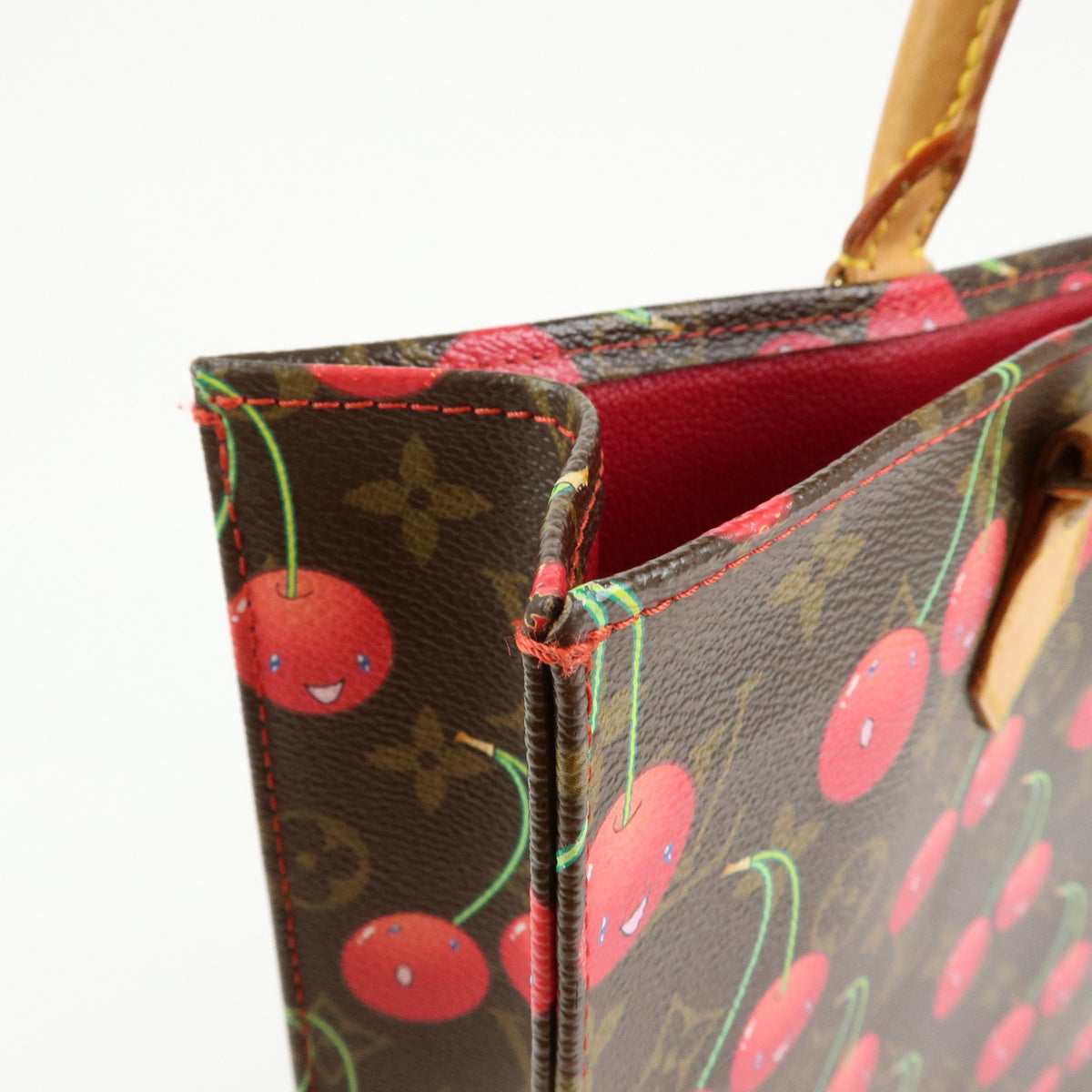 Louis Vuitton Monogram Cherry Sac Plat Tote Bag Brown Cherry M95010