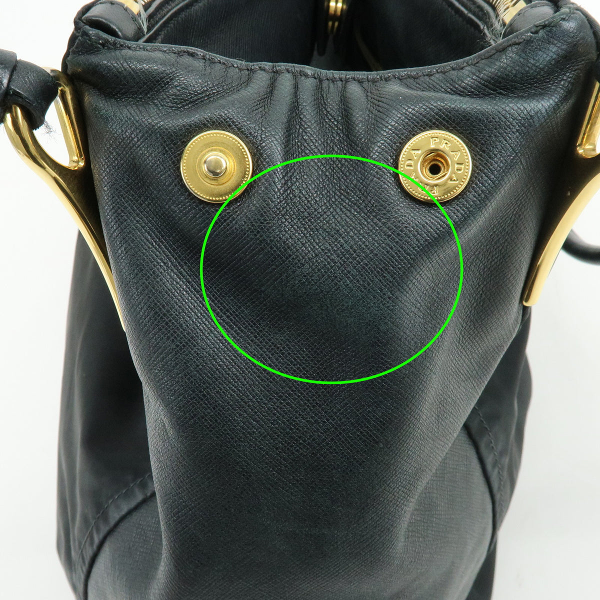 PRADA Nylon Saffiano Leather Shoulder Bag Hand Bag Black