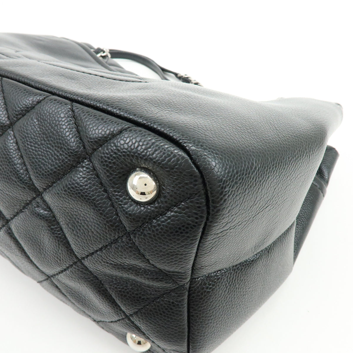 CHANEL COCO Mark Caviarskin Chain Shoulder Bag Black Silver