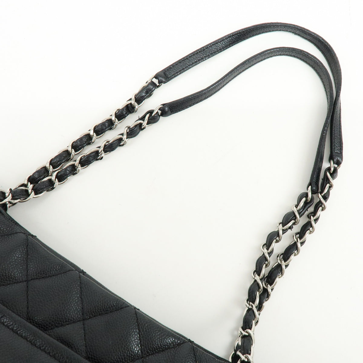 CHANEL COCO Mark Caviarskin Chain Shoulder Bag Black Silver