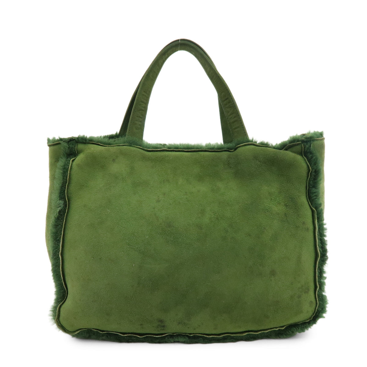 CHANEL Suede Mouton Tote Bag Hand Bag Green