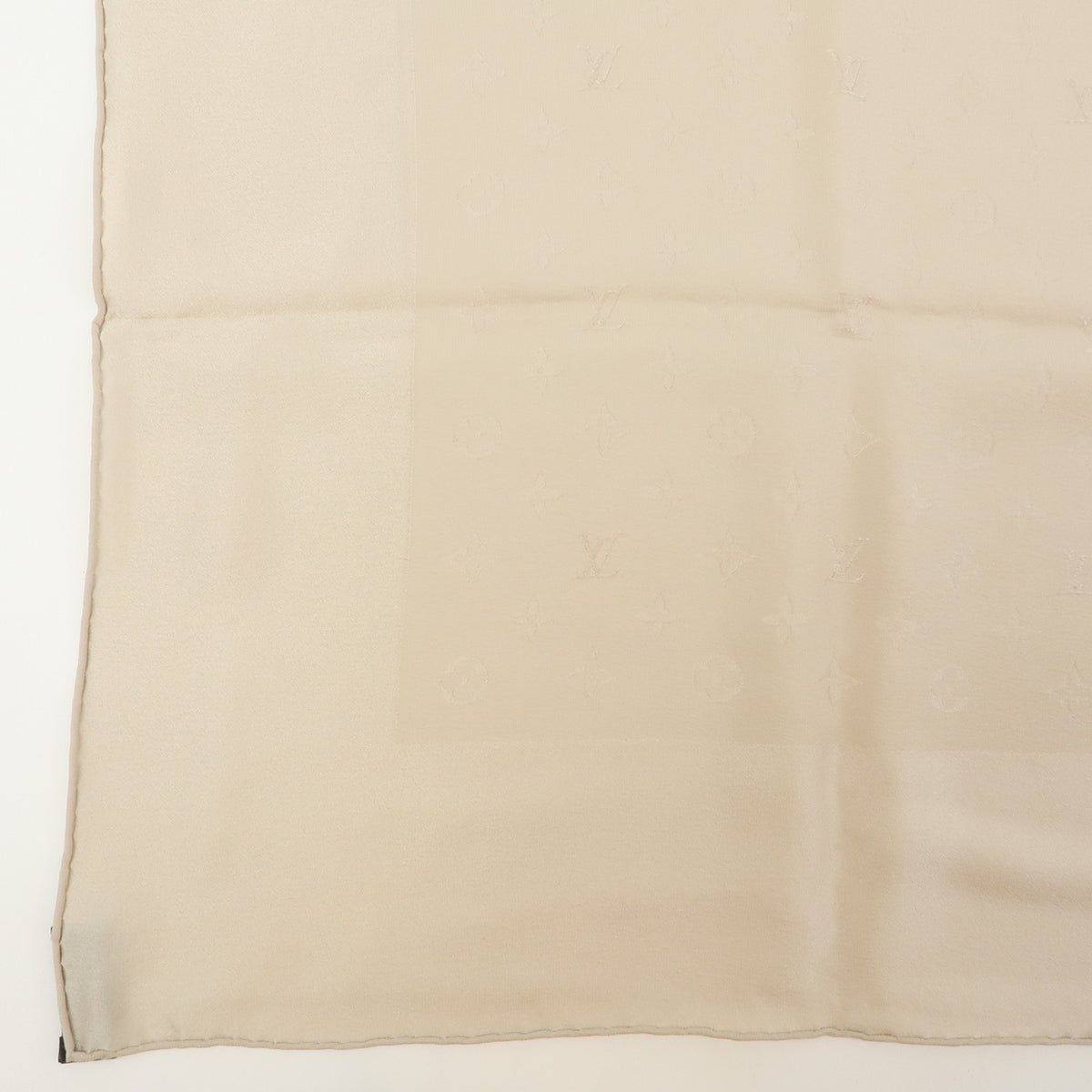 Louis Vuitton Monogram Carre Monaco Silk 100% Scarf Beige M71146