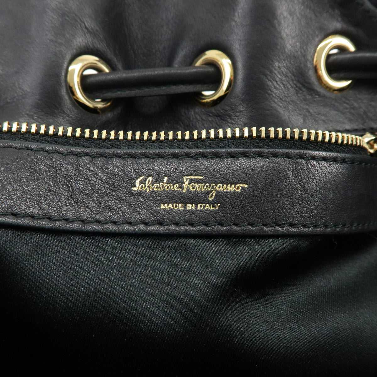 Ferragamo Sonia Leather 2Way Bag Hand Bag Shoulder Bag Black