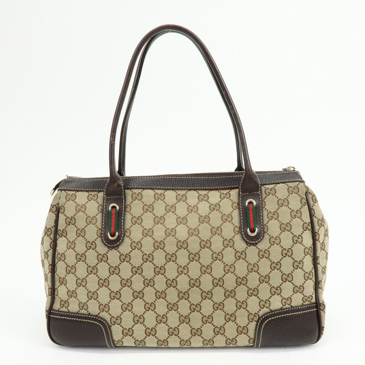 GUCCI Sherry GG Canvas Leather Shoulder Bag Tote Bag Brown Beige 177052