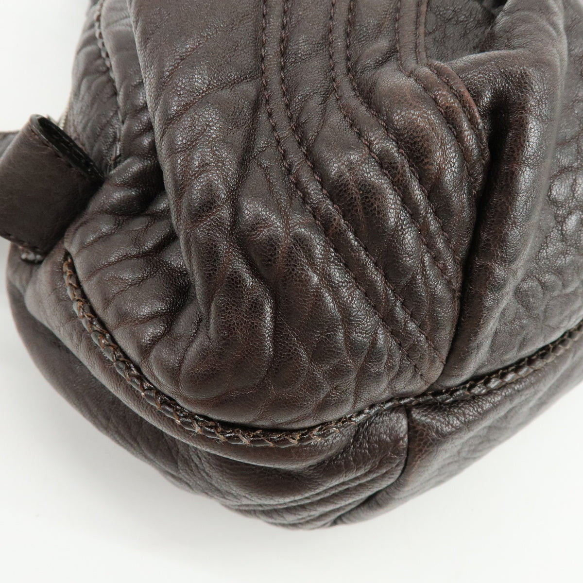 FENDI Zucca Mini Spy Bag Leather Hand Bag Dark Brown 8BL078