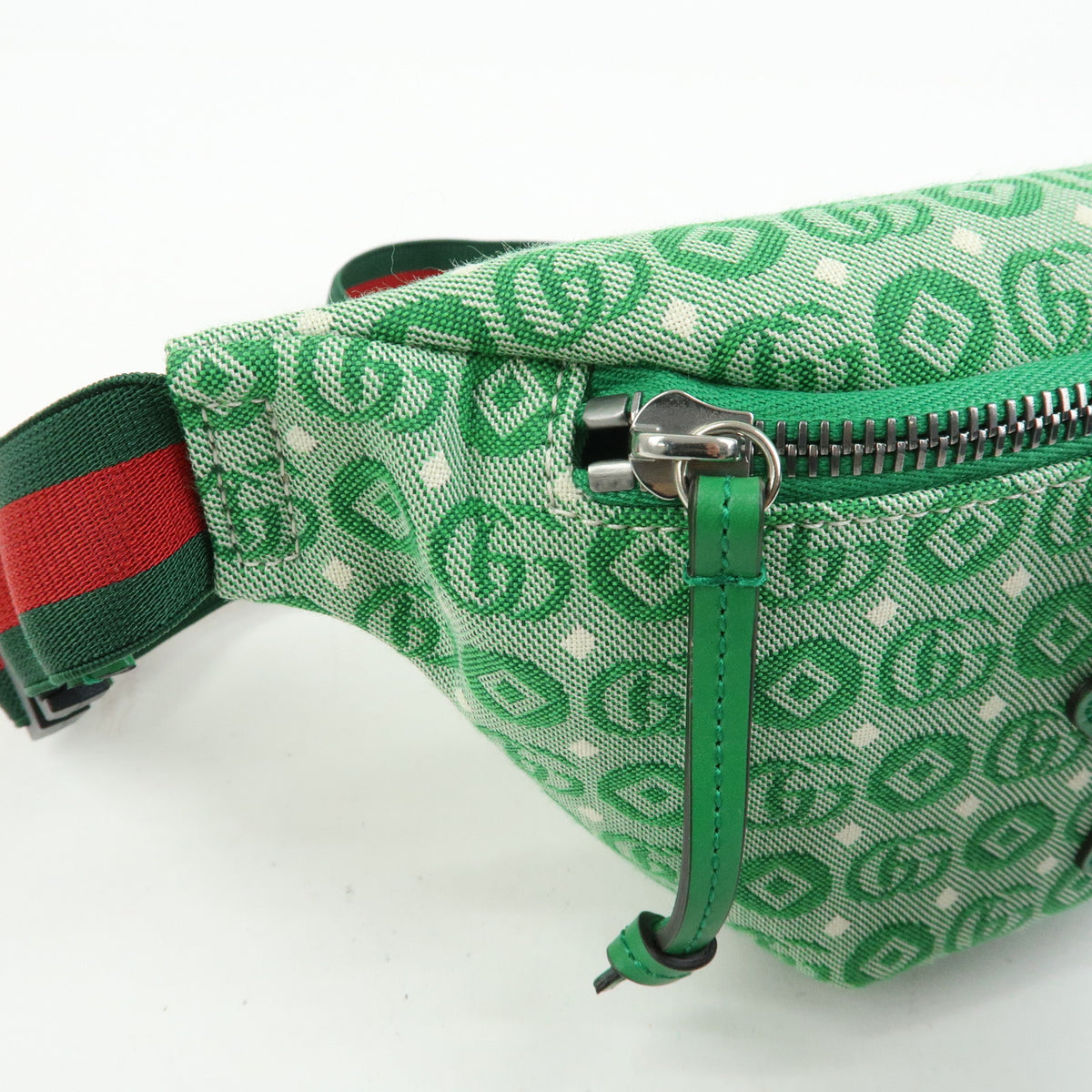 GUCCI Children's Canvas Leather Body Bag Waist Bag Green 502095