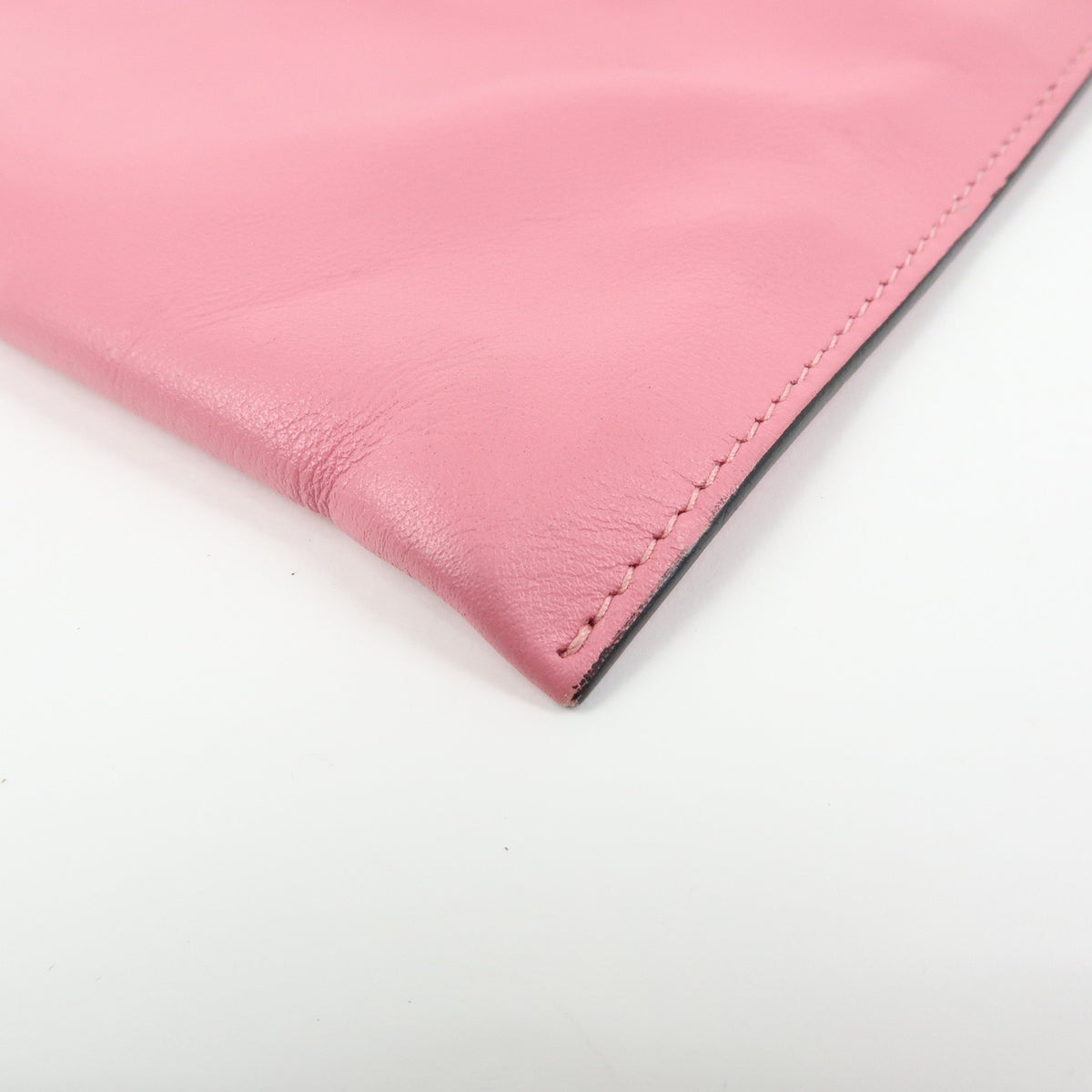 MIU MIU Logo Soft Calf Leather Clutch Bag Flat Pouch Pink 5N1890