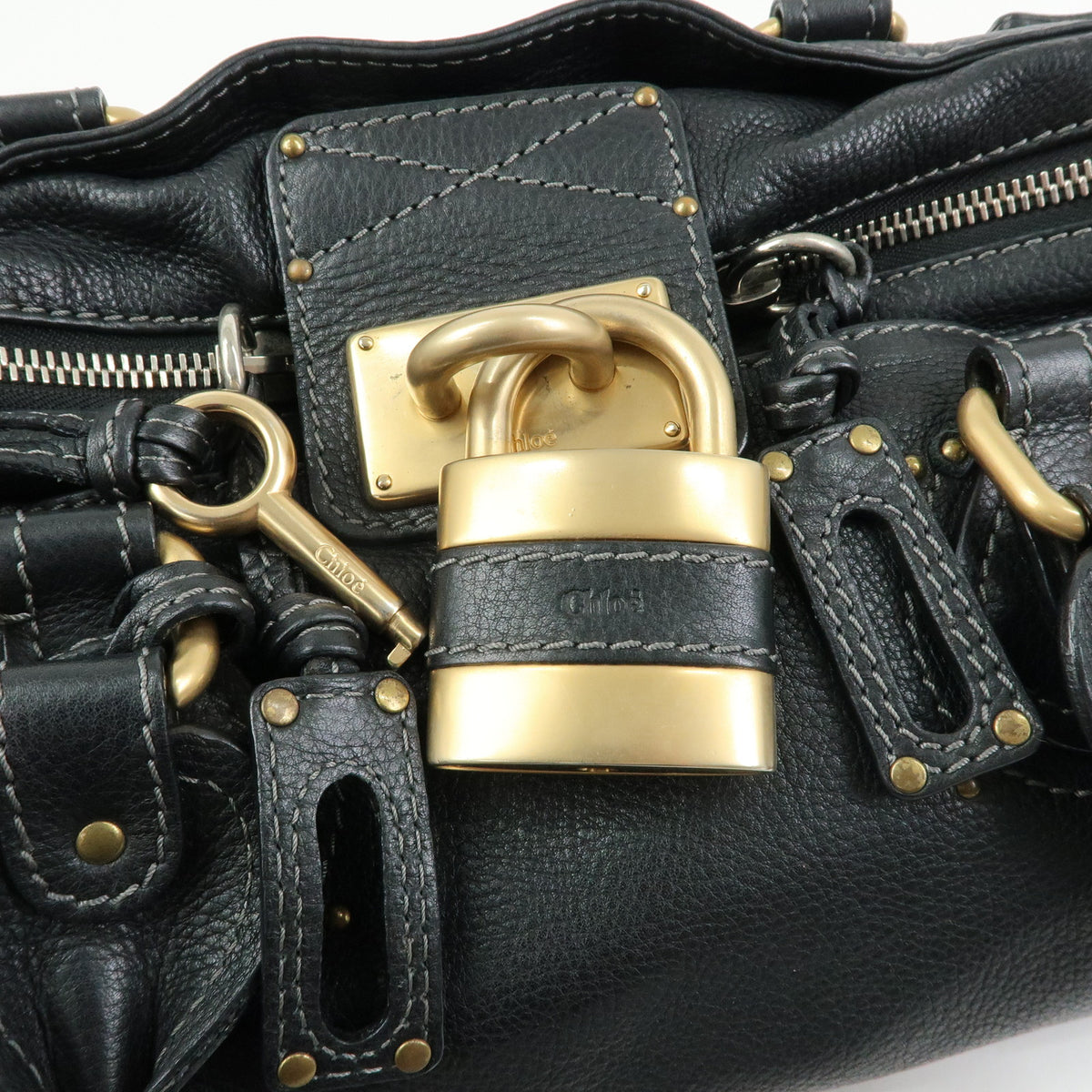 Chloe Paddington Leather Shoulder Bag Hand Bag Black