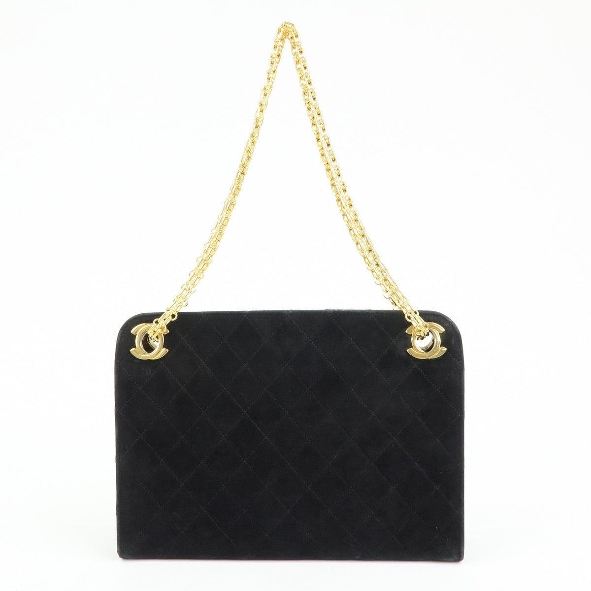 CHANEL Matelasse Suede Leather Chain Shoulder Bag Black