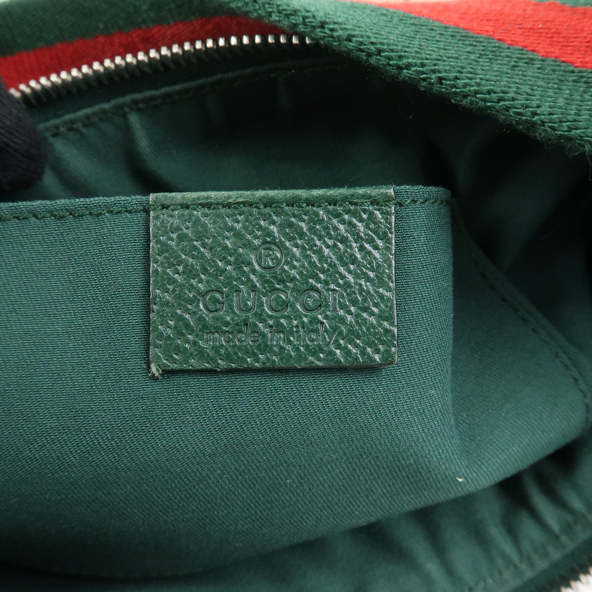 GUCCI Sherry GG Canvas Leather Shoulder Bag Beige Green Red 145812