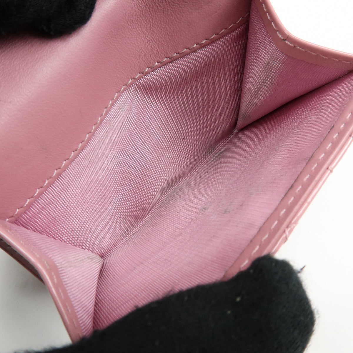 Christian Dior Cannage Lady Dior Patent Leather Compact Wallet Pink