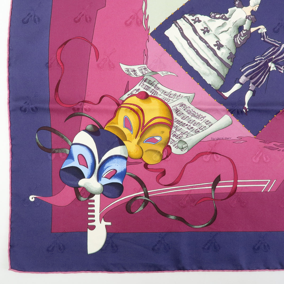 HERMES Carre 90 Silk 100% Scarf Fetes Venitiennes Purple