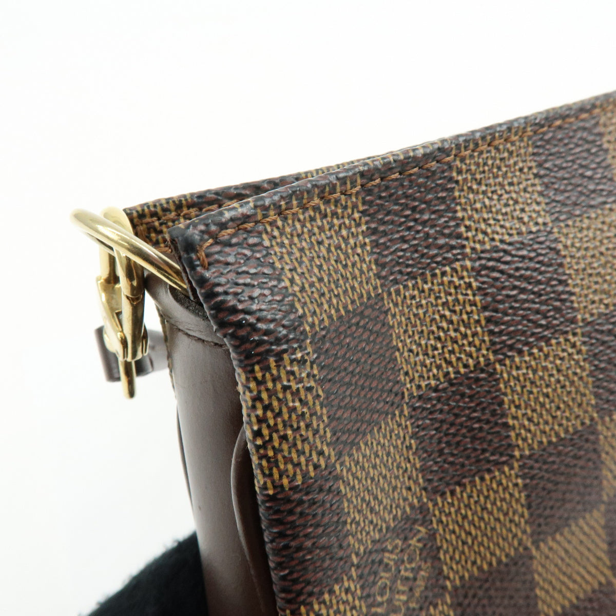 Louis Vuitton Damier Ebene Navona Leather Hand Bag Pouch Brown N51983