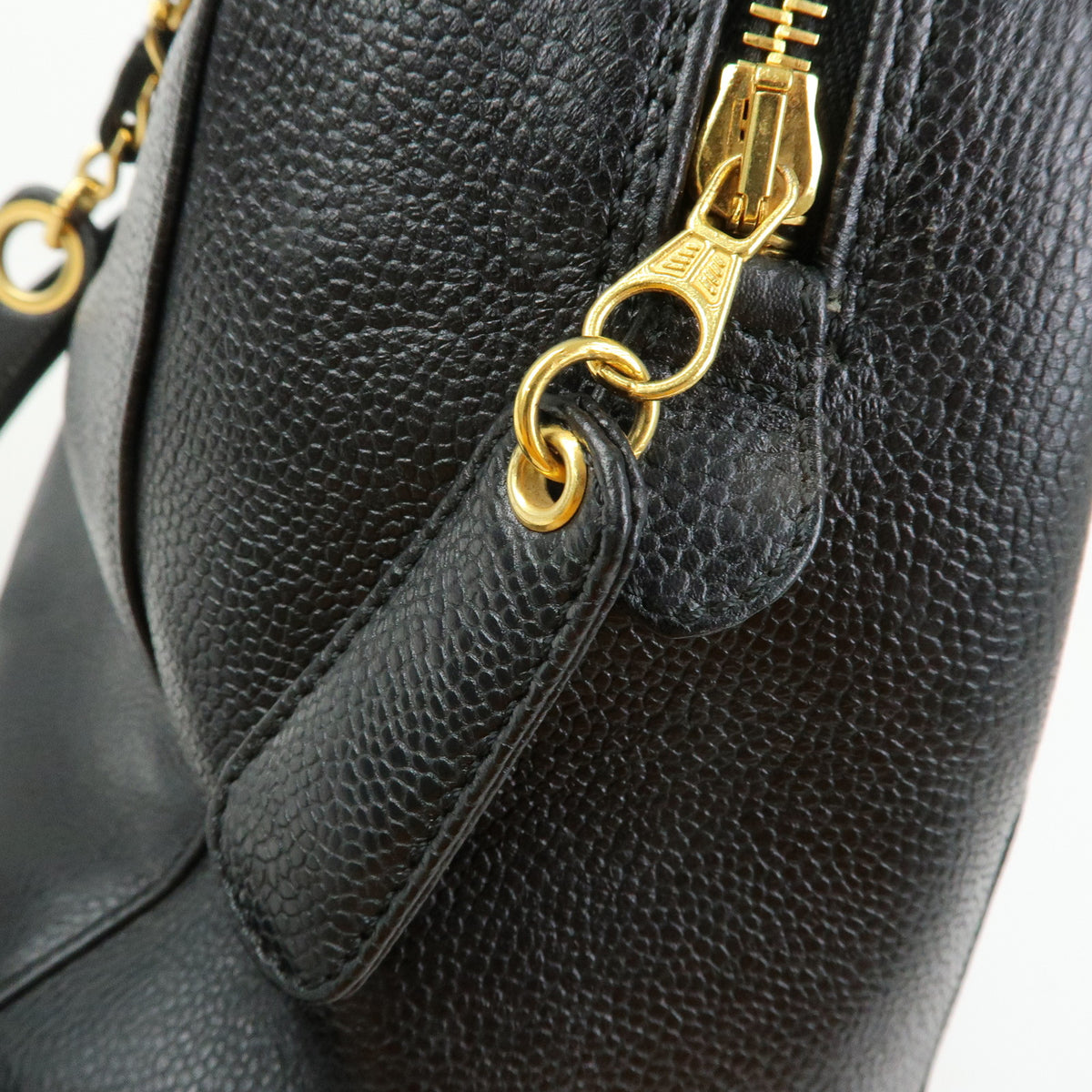 CHANEL COCO Mark Caviarskin Chain Shoulder Bag Tote Bag Black A10492
