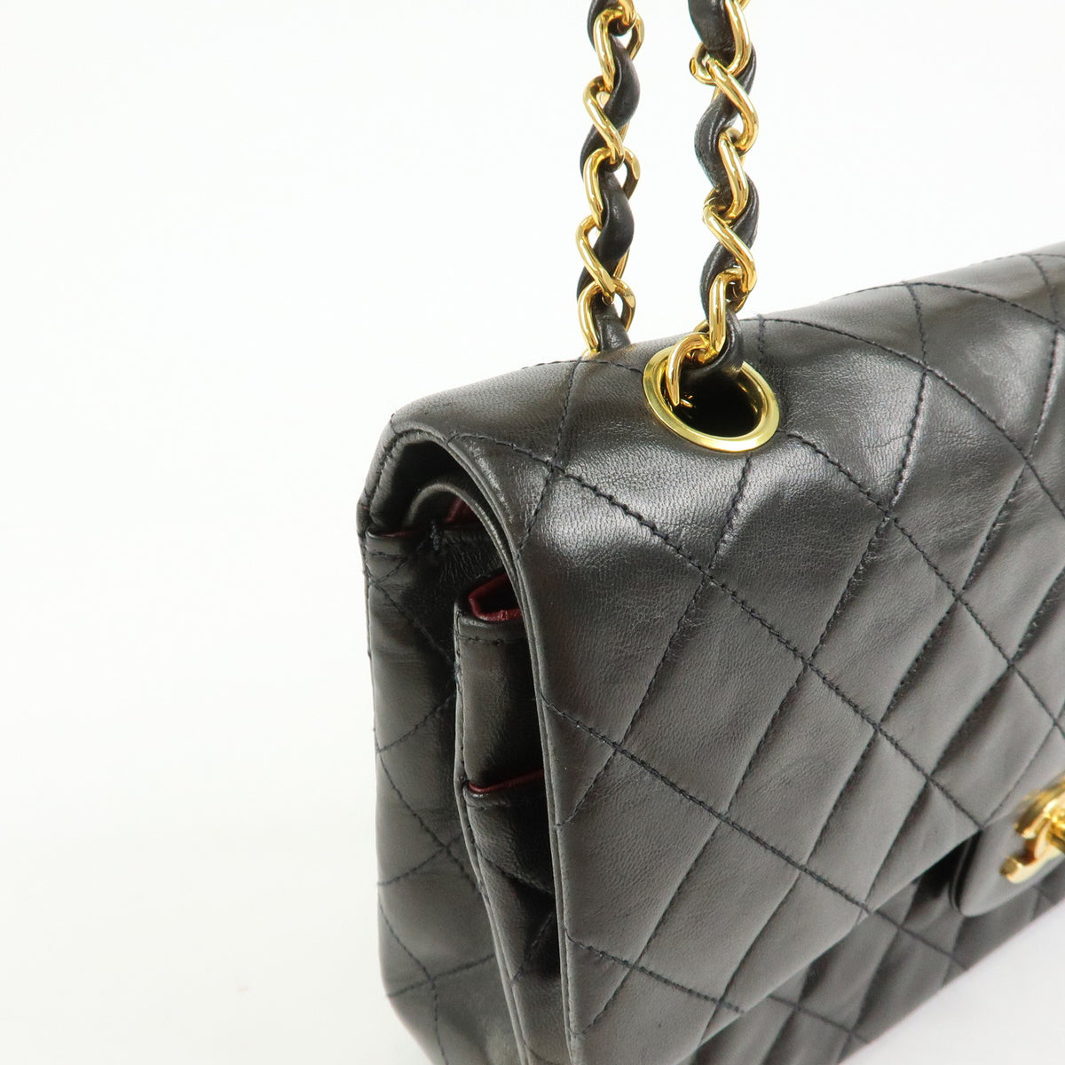 CHANEL Matelasse 25 Lamb Skin Double Flap Chain Shoulder Bag A01112