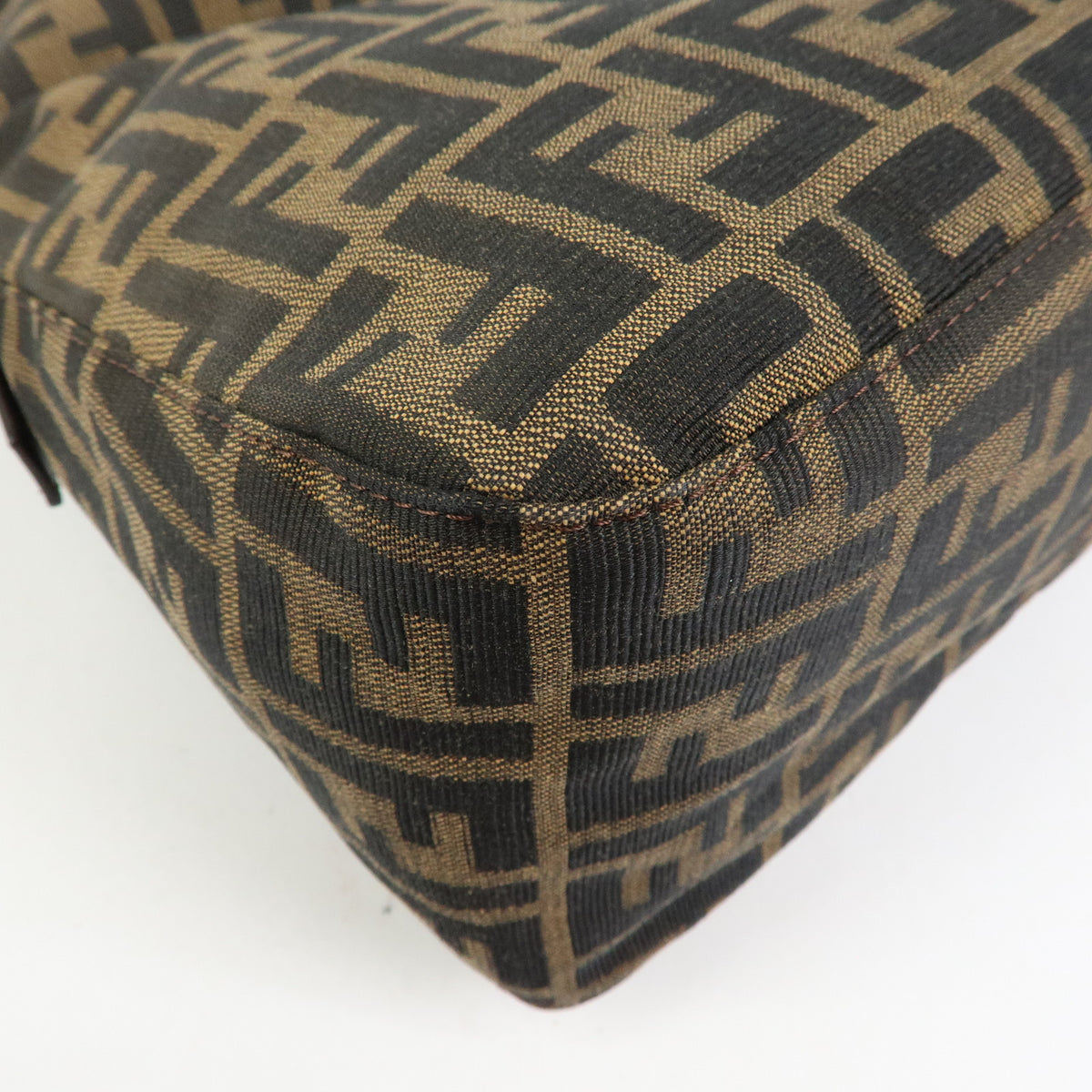 FENDI Zucca Canvas Leather Shoulder Bag Brown Black 125895