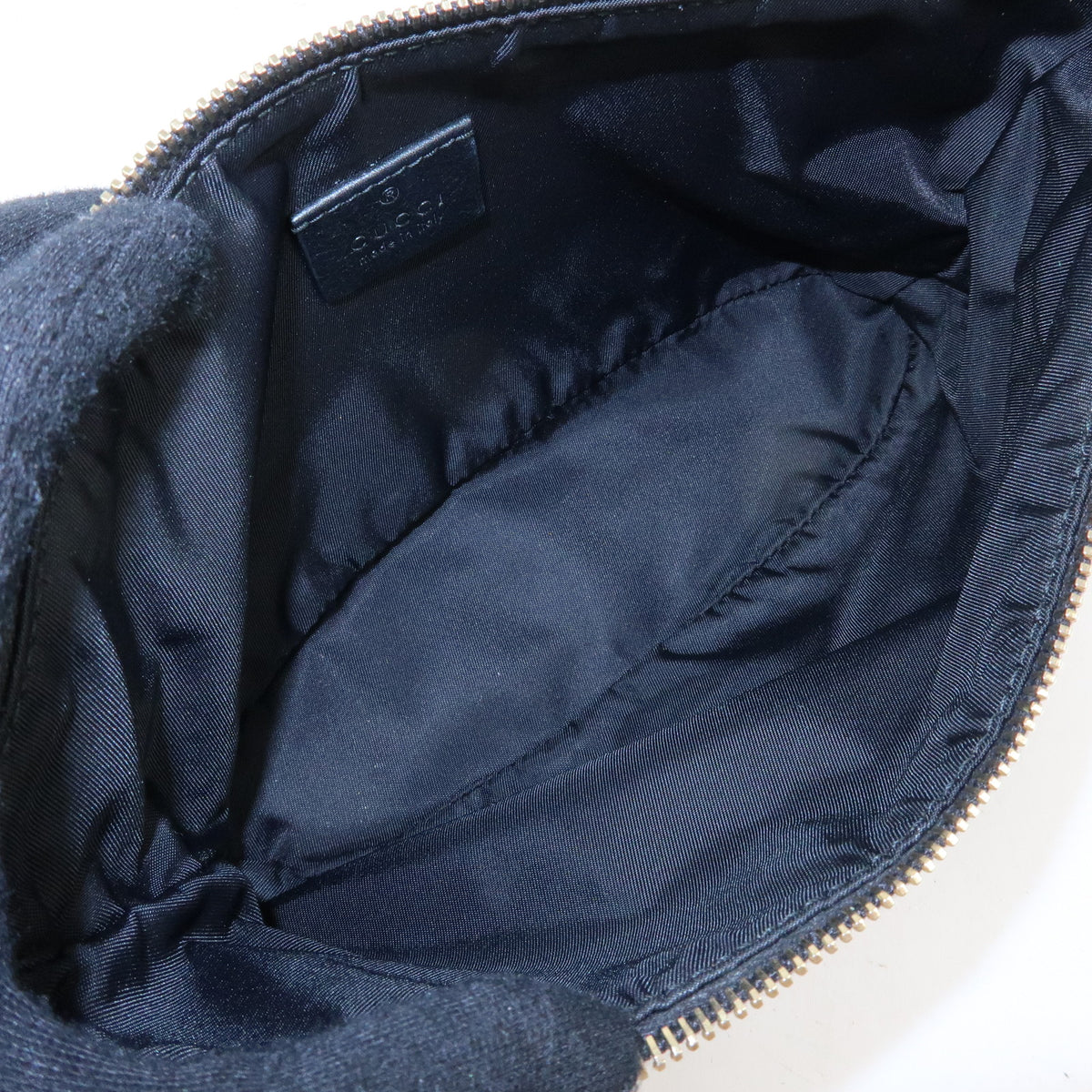 GUCCI Sherry GG Canvas Leather Accessory Pouch Hand Bag Black 224093
