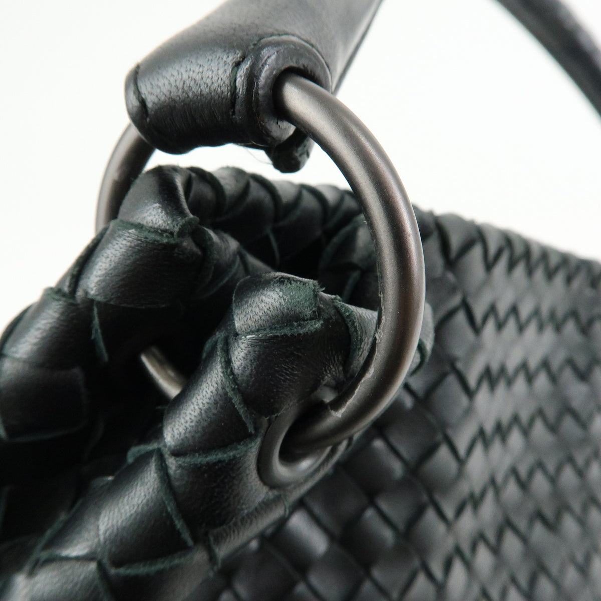BOTTEGA VENETA Intrecciato Leather Bucket Bag Hand Bag Black 255690