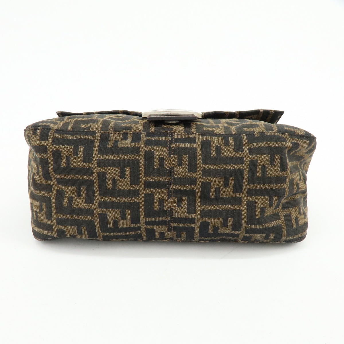 FENDI Zucca Mamma Baguette Jacquard Canvas Leather Shoulder Bag 26325