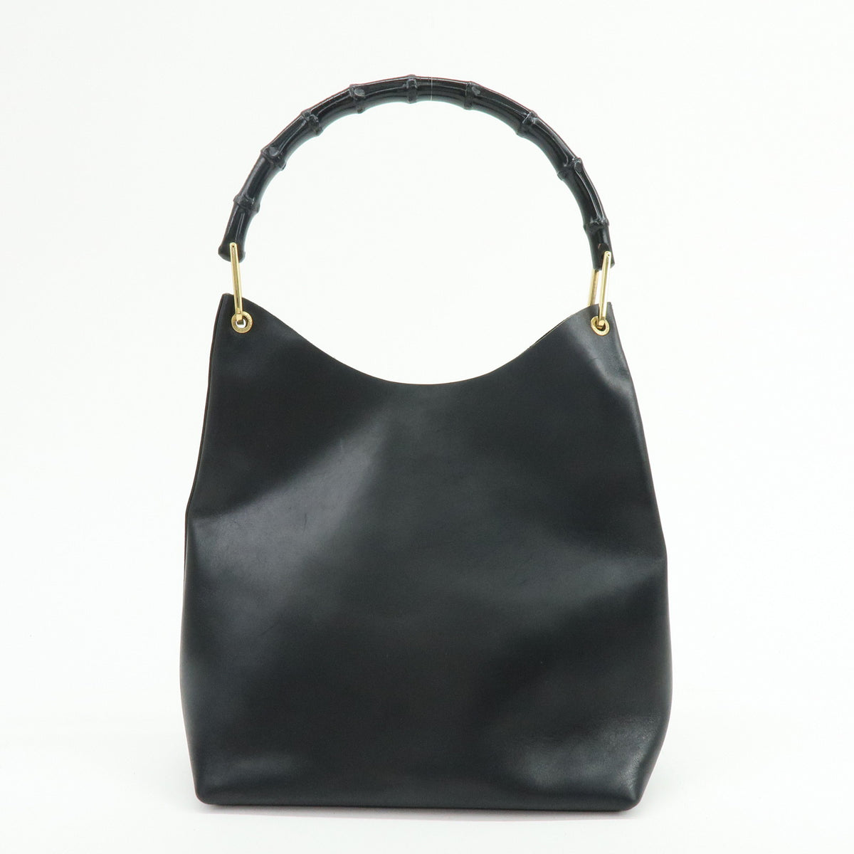 GUCCI Bamboo Leather Shoulder Bag Hand Bag Black 001・2058