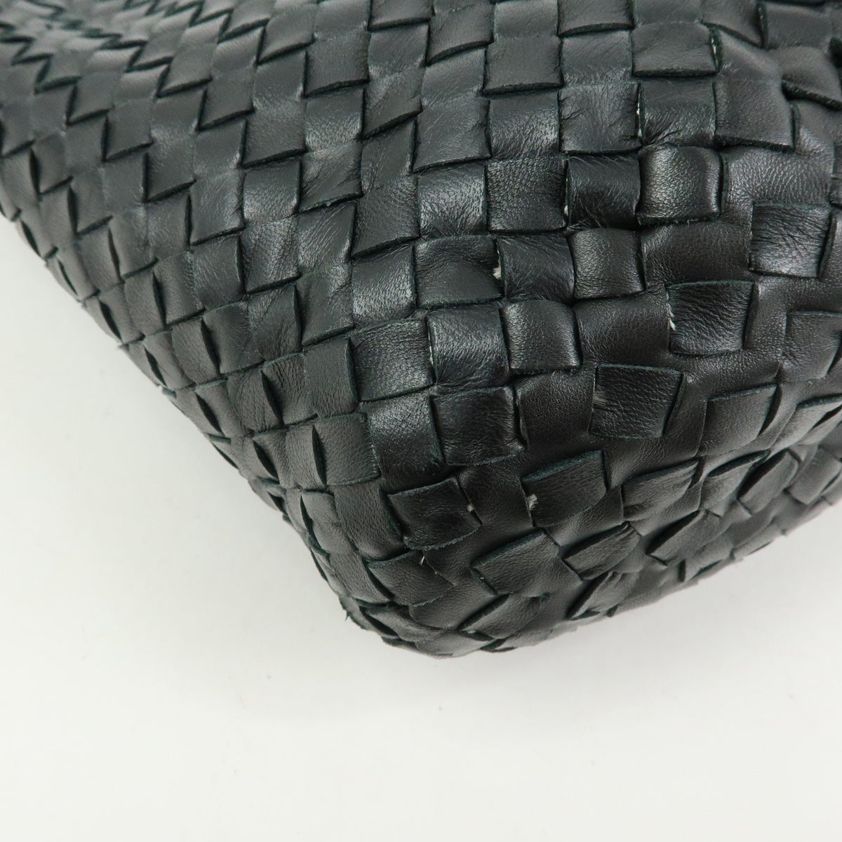 BOTTEGA VENETA Intrecciato Leather Bucket Bag Hand Bag Black 255690