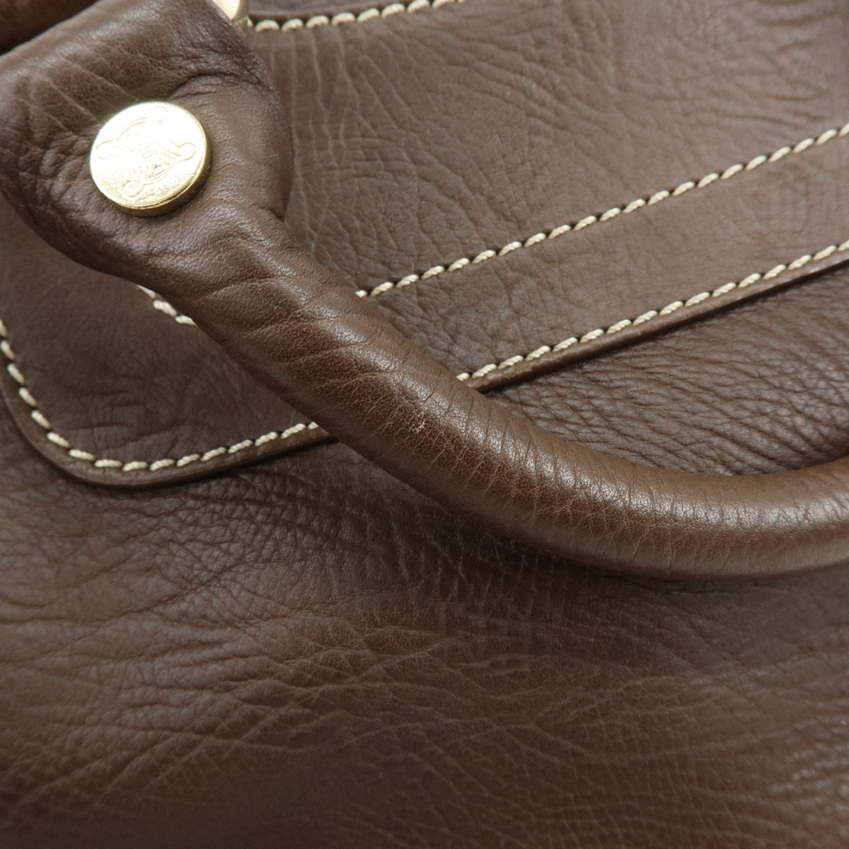 CELINE Boogie Bag Leather Hand Bag Brown