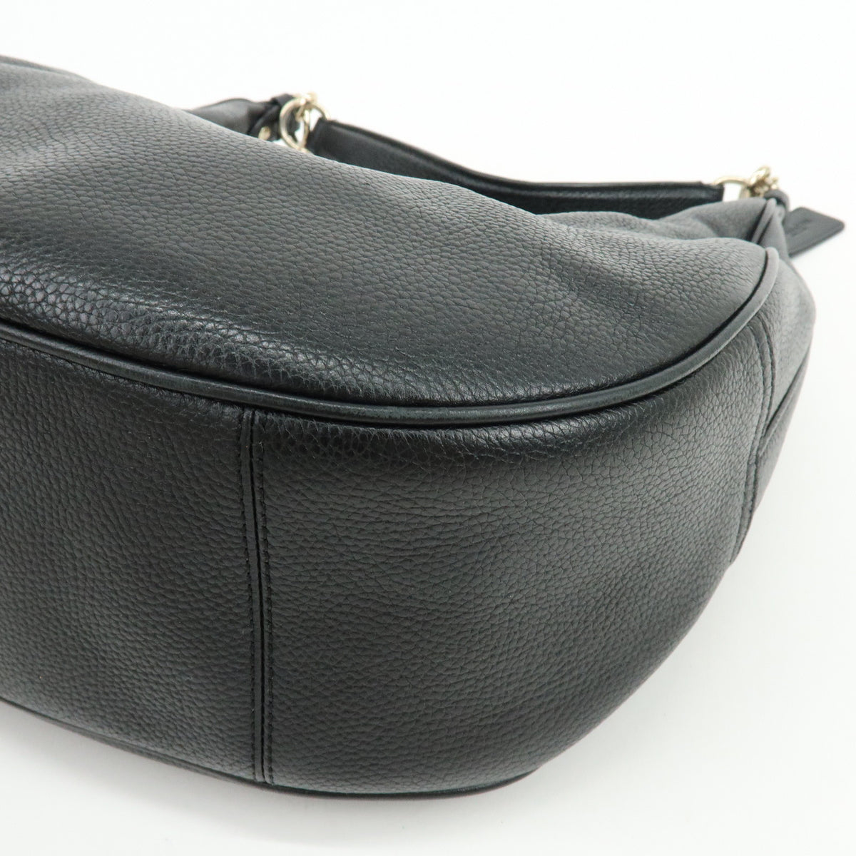 COACH Logo Leather 2Way Shoulder Bag Hand Bag Black