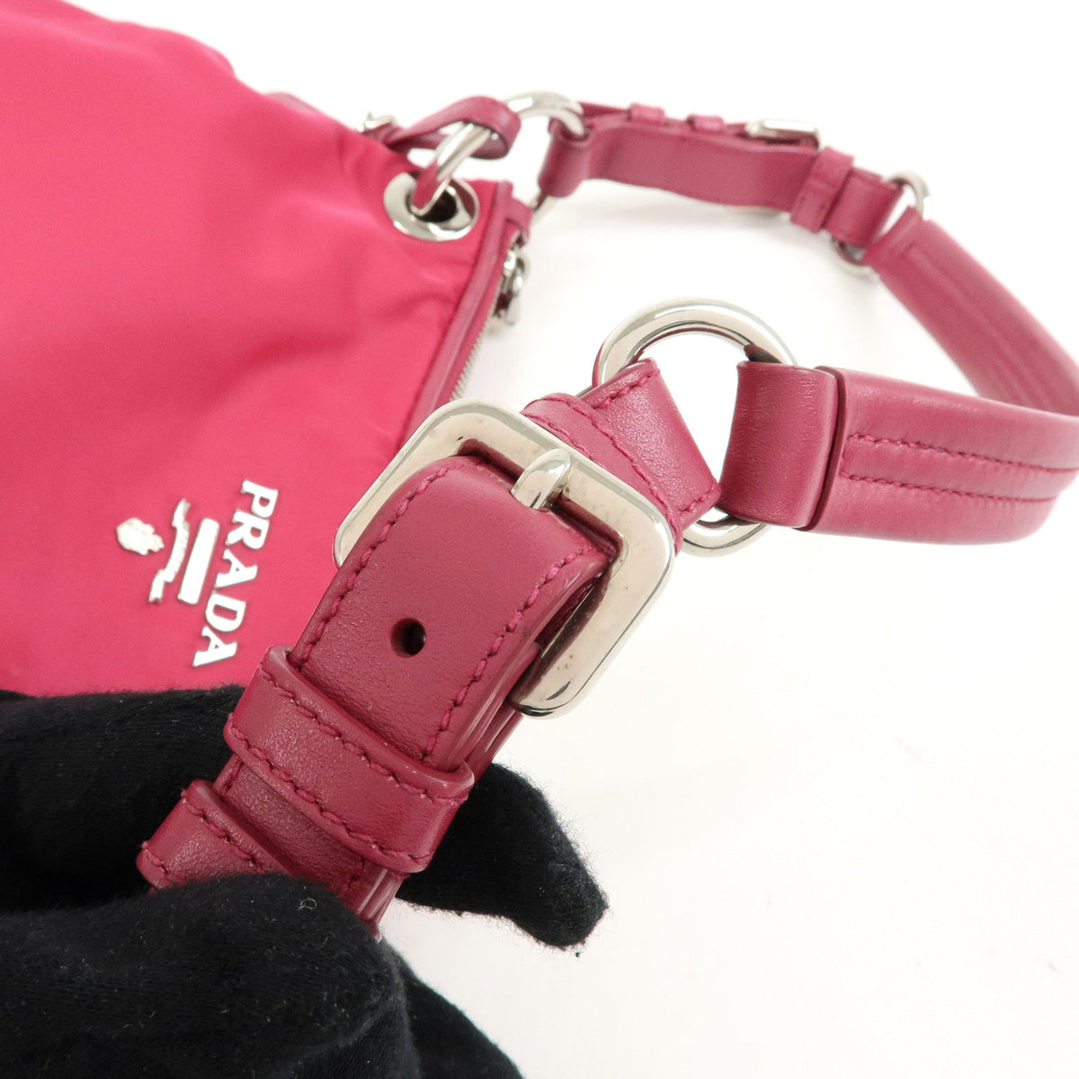 PRADA Logo Nylon Leather Shoulder Bag Hand Bag Pink