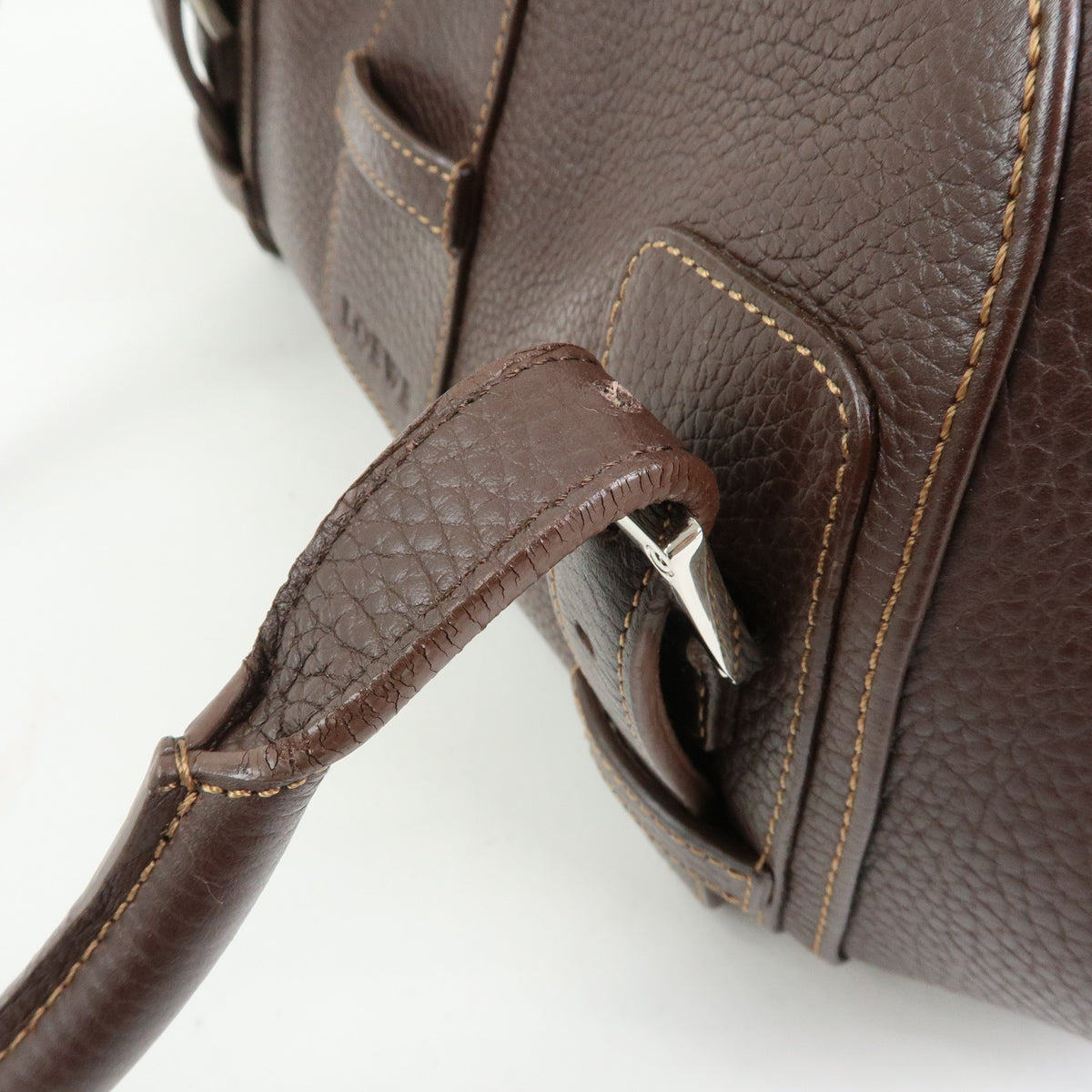 LOEWE Senda Leather Hand Bag Dark Brown