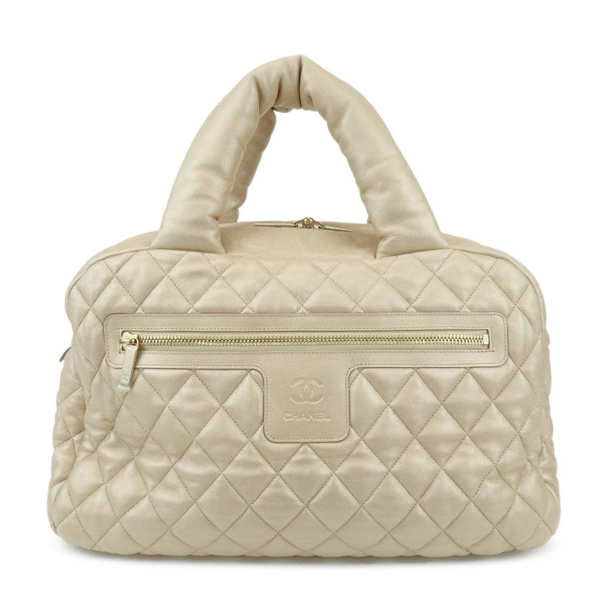 CHANEL COCO COCOON Lamb Skin Boston Bag Champagne Gold A47205