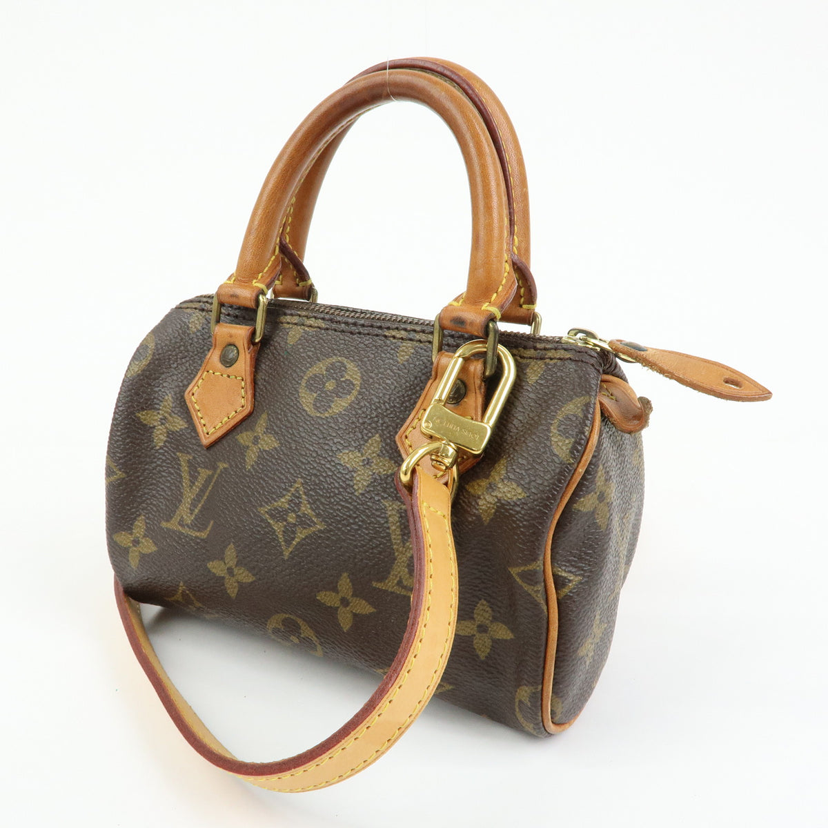 Louis Vuitton Monogram Mini Speedy Hand Bag & Strap M41534 J00142 Lot