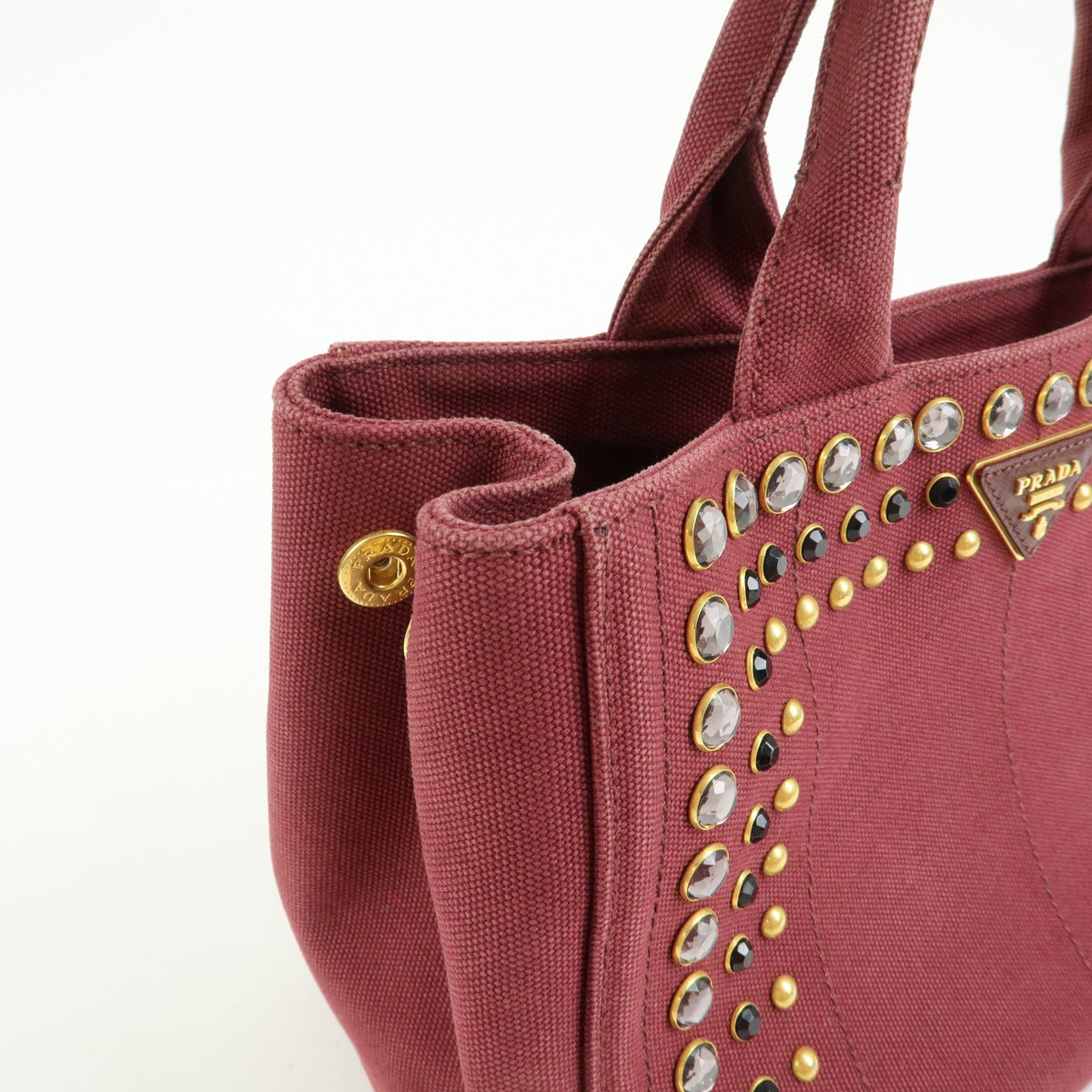 PRADA Triangle Logo Canapa Mini Canvas 2Way Bag Bijoux Bordeaux 1BG439