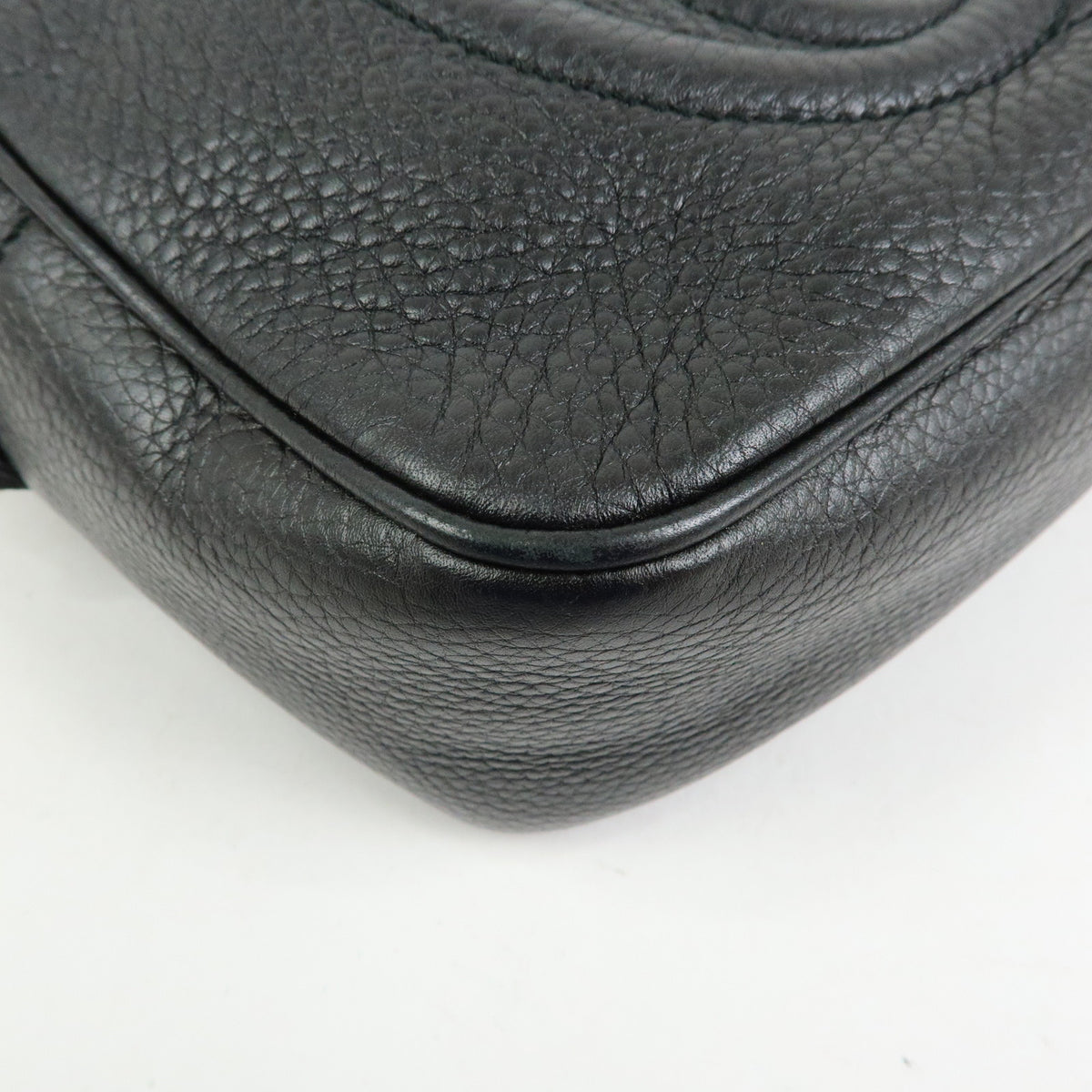 GUCCI Interlocking G SOHO Leather Shoulder Bag Fringe Black 308364