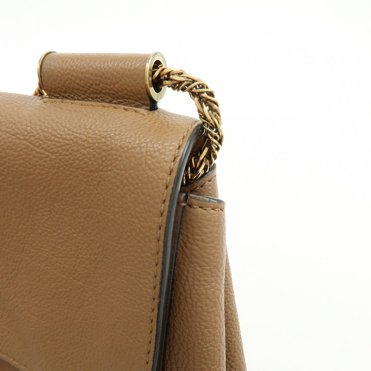Chloe Elsie Leather Chain Shoulder Bag Crossbody Bag Brown Camel