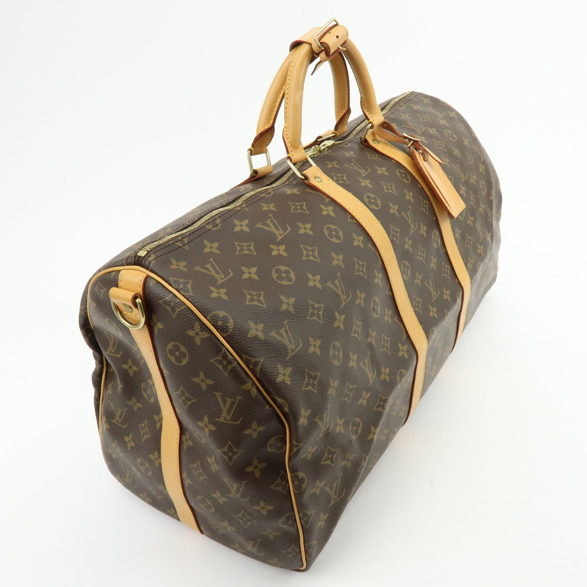 Louis Vuitton Monogram Keep All Bandouliere 55 Boston Bag Brown M41414