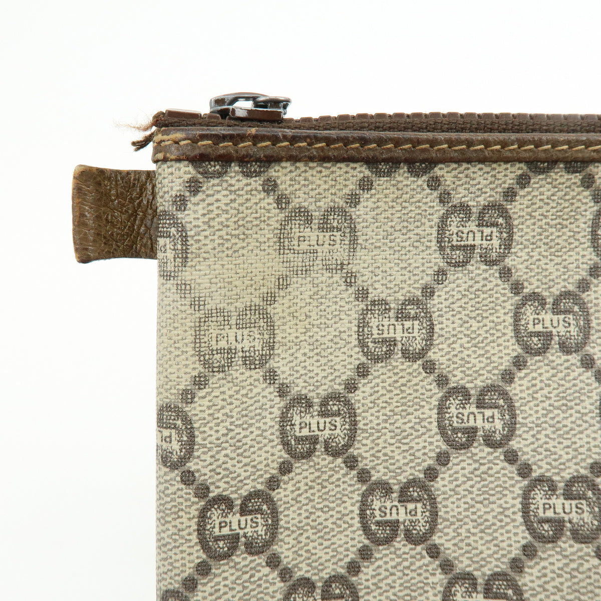 GUCCI Lot of 2 GG Plus Leather Clutch Bag Pouch Brown 39677-3/40272-8
