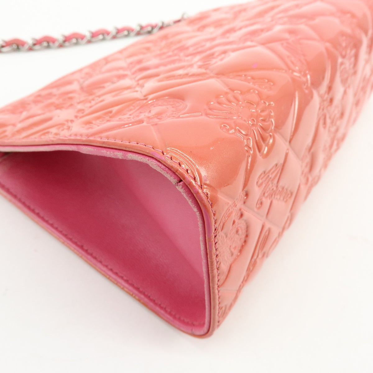 CHANEL Icon Line Patent Leather Chain Shoulder Bag Pink A37156