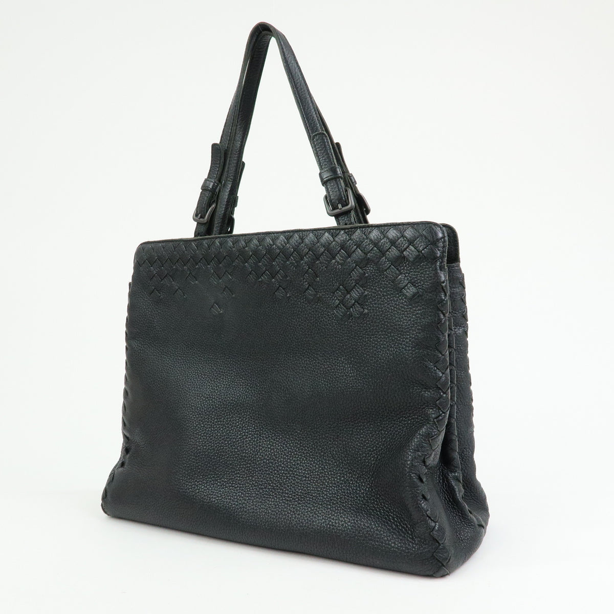 BOTTEGA VENETA Intrecciato Leather Tote Bag Shoulder Bag Black