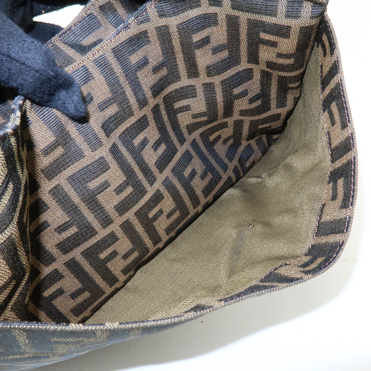 FENDI Zucca Canvas Leather Shoulder Bag Hand Bag Black Brown 26569