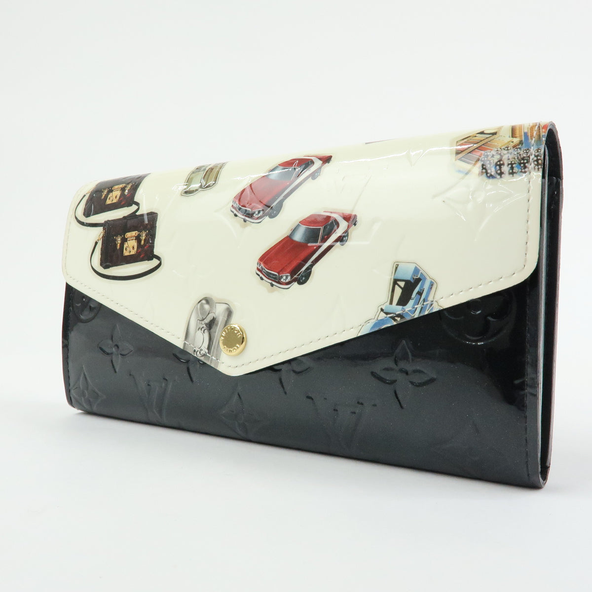 Louis Vuitton Monogram Vernis Portefeuille Sarah Stickers Noir M50371