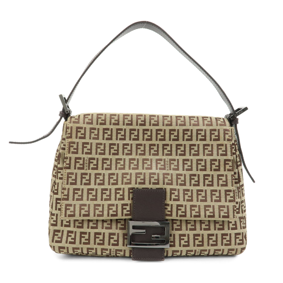 FENDI Mamma Baguette Zucchino Jaquard Leather Shoulder Bag 8BR001