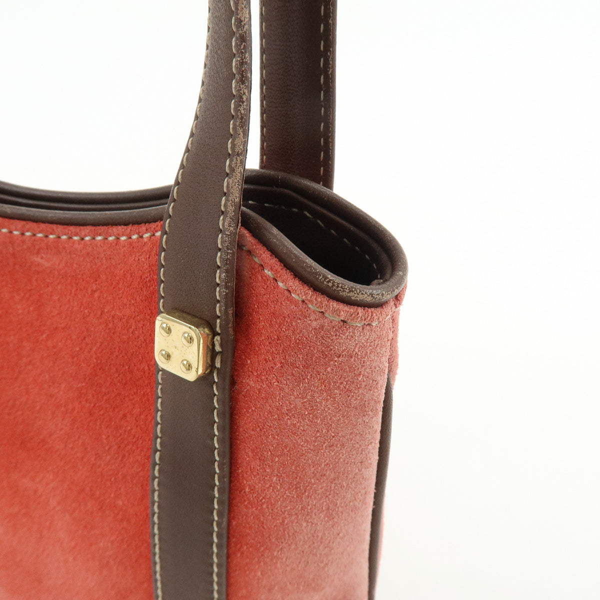 LOEWE Anagram Suede Leather Mini Hand Bag Tote Shoulder Bag Red