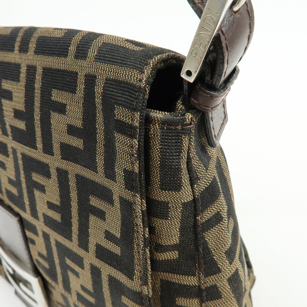 FENDI Zucca Mamma Baguette Canvas Leather Shoulder Bag Hand Bag 26325