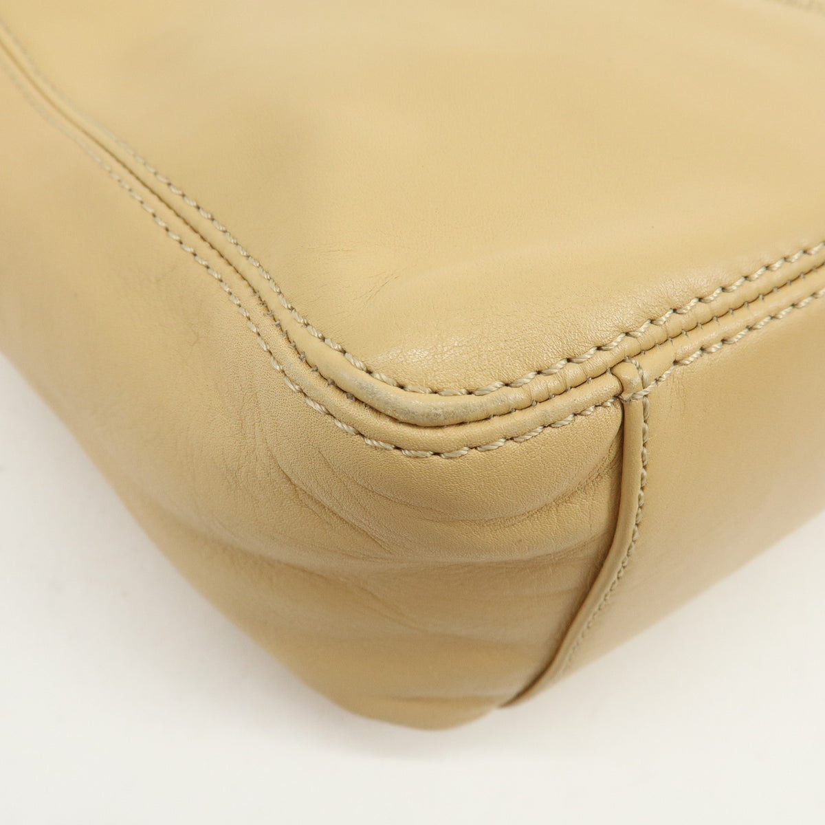 CHANEL COCO Mark Lamb Skin Shoulder Bag Hand Bag Beige