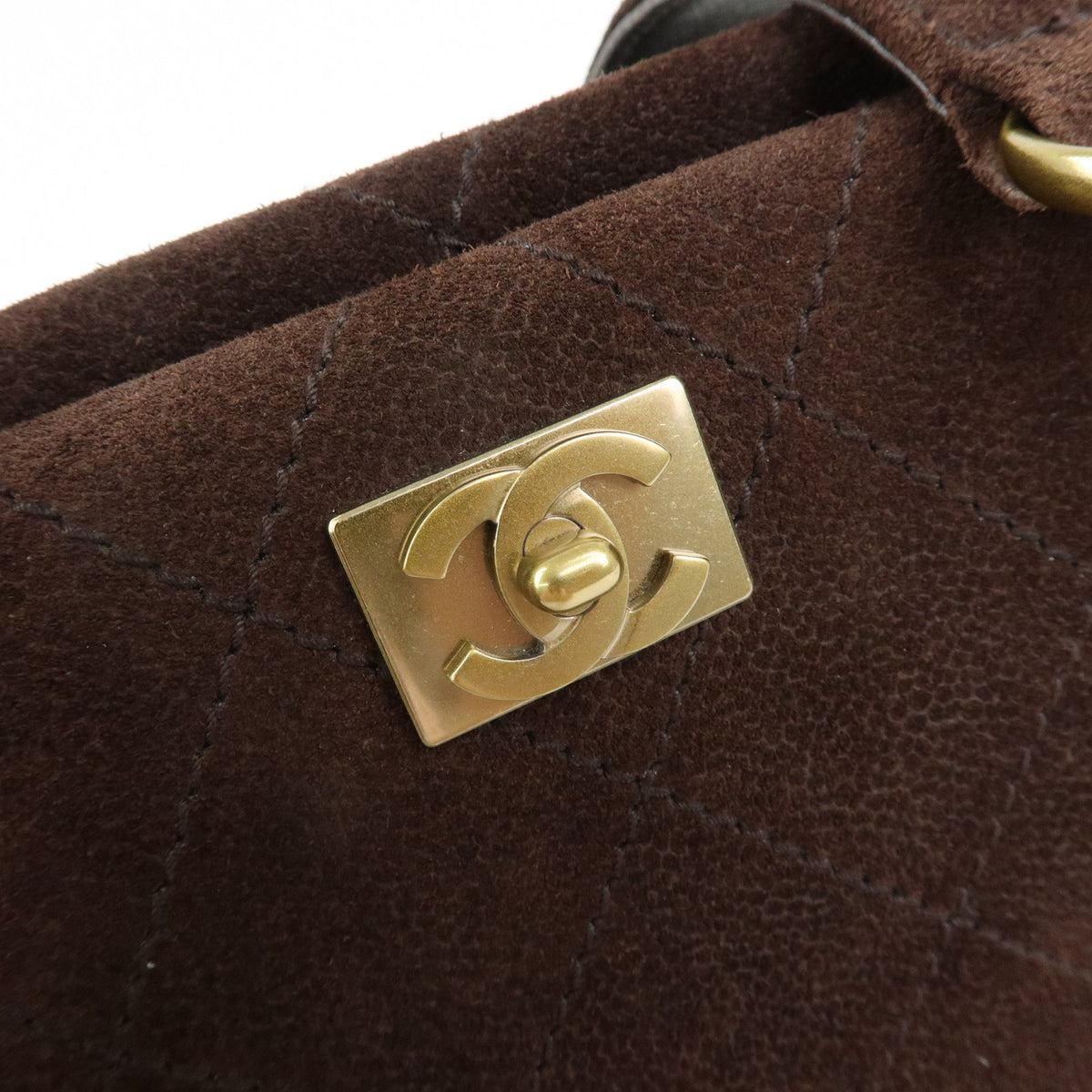 CHANEL COCO Mark Suede Tote Bag Shoulder Bag Brown