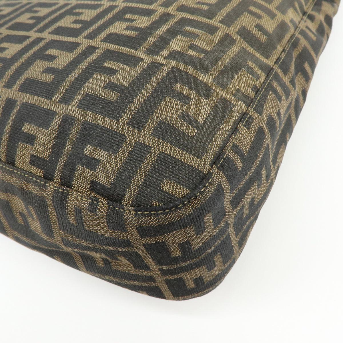 FENDI Zucca Canvas Leather Shoulder Bag Hand Bag Brown