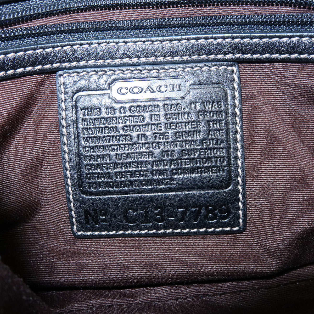 COACH Logo Leather Shoulder Bag Hand Bag Black 7789