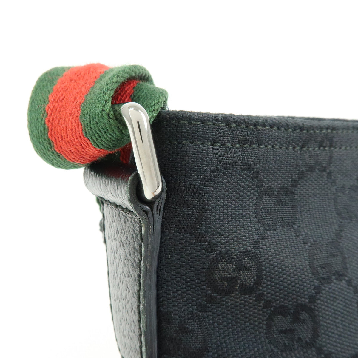 GUCCI Sherry GG Canvas Leather Shoulder Bag Crossbody Bag Black 189749