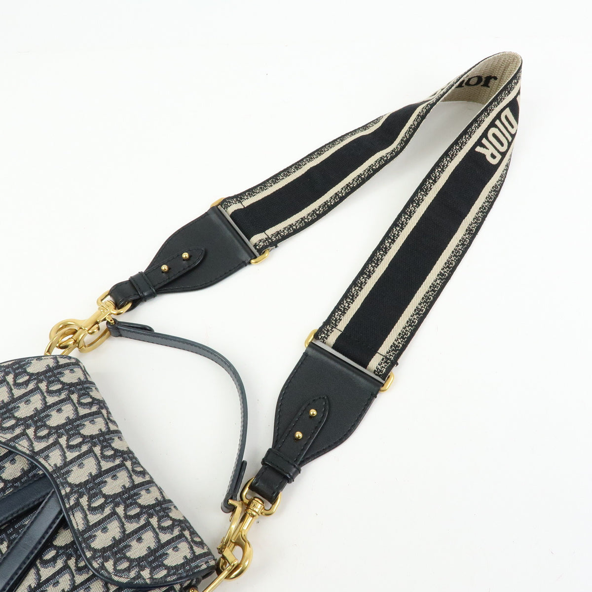 Christian Dior Trotter Saddle Jacquard Canvas Leather 2Way Bag Hand Bag