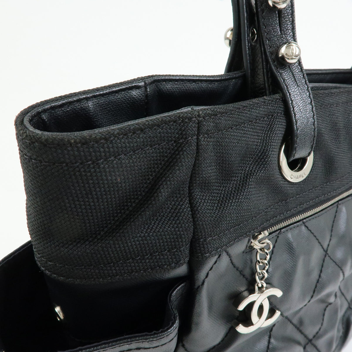 CHANEL Paris Biarritz GM PVC Leather Tote Bag Shoulder Bag Black